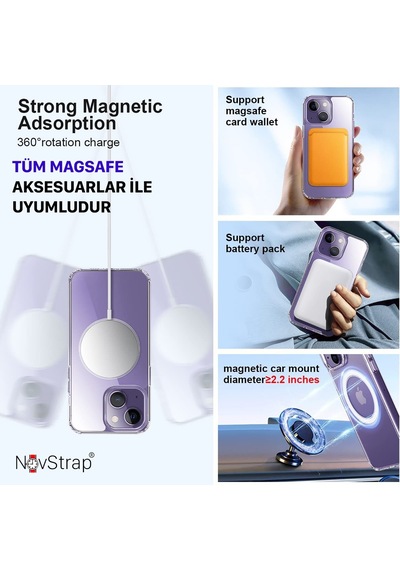 Apple Uyumlu iPhone 14 Kilif 6.1 Inç Seffaf Magsafe Kamera Korumali 556387344