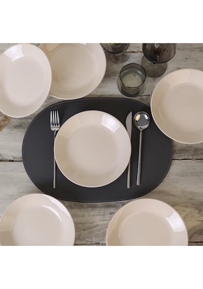 Keramika Krem Hitit Yemek Tabağı 21 Cm 6 Adet 030