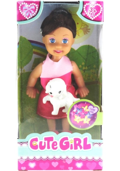 Cute Girl Köpek Figürlü Kumral Mini    Bebek