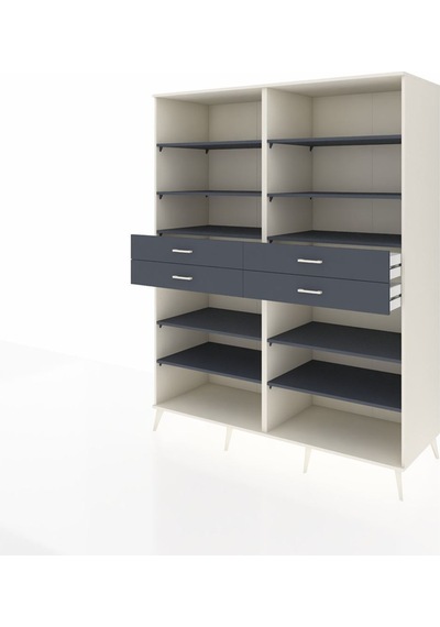 Kronos Gardrop 10 Raflı 4 Çekmeceli 176x59x221 Aytaşı-antrasit Antrasit