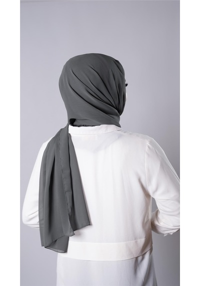 Hürrem Bone Antrasit Pratik Hazır Geçmeli Şal Şifon Kumaş Hijab Bone 3009 25
