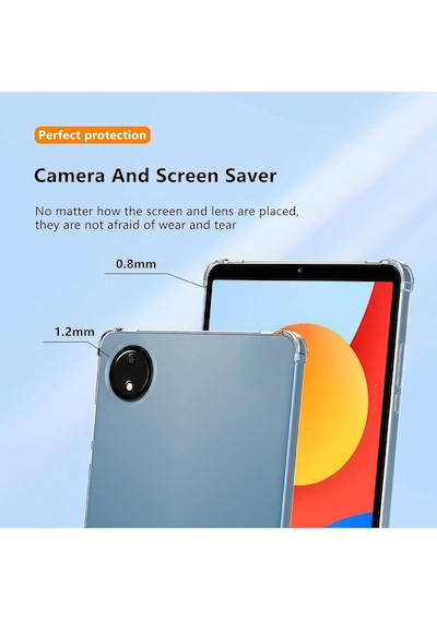 Xiaomi Redmi Pad Se 8.7 İnç Kılıf Şeffaf Köşe Korumalı Crystal Clear Silikon Arka Kapak Kılıf