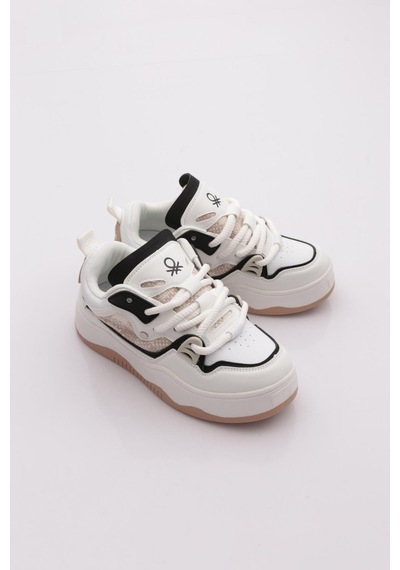 Benetton Bni-12157 Kadın Sneaker Ayakkabı Beyaz-siyah