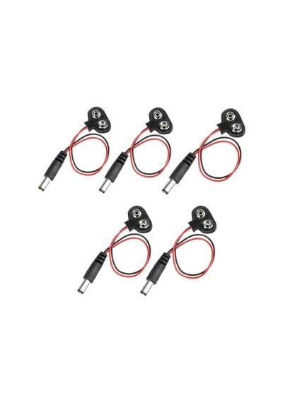 Koodmax - 5 Adet - 9v Pil Başlığı 9 Volt Pil Yuvası Pil Yatağı Jaklı - T Model - Arduino Uyumlu