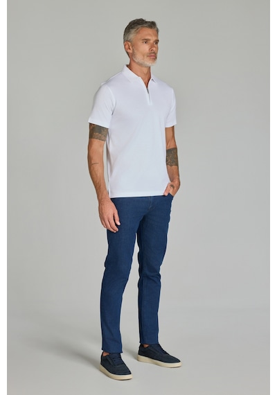 Bisse Fermuarlı Polo Yaka Beyaz Erkek Tshirt Ts25y25107 D01 Beyaz