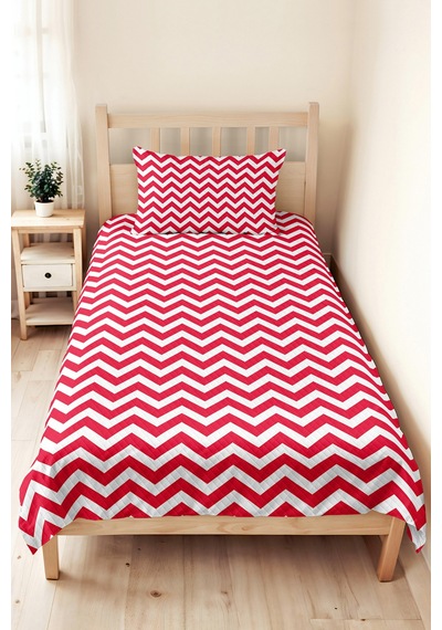 Zigzag Geometrik Fuşya Genç Odası Tek Kişilik Pike Takımı - Modern 160x220 Cm Kapitone Yatak Örtüsü Mercansı Sis Sırları