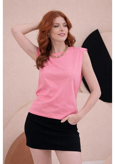 Bbbutikbasic T Kol Penye Bluz Hkn34 Pembe