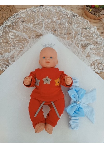 Ekru Erkek Bebek Battaniyesi Dantelli Mevlütlük Hastane Çıkışı Yenidoğan %100 Pamuklu Hediyelik Mavi