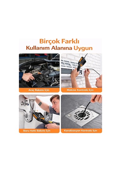 Monitörlü Tek Kameralı 10 Mt Sert Kablo Yılan Endoskop Kamera 5,5 Mm 4.3 Inc Ekran Ip67 Su Geçirmez Led Işıklı Çok Renkli