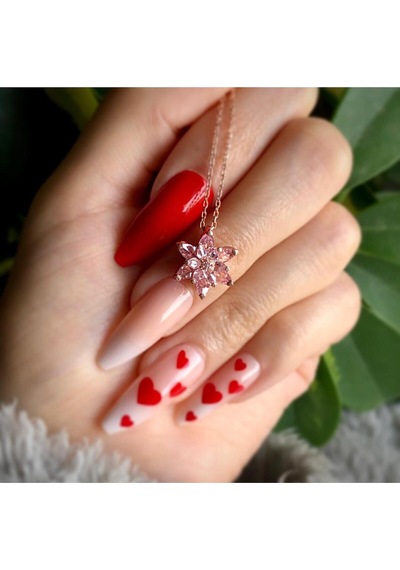 Modahilye 925 Ayar Gümüş Lotus Çiçeği Pembe Taşlı Tasarım Rose Gold Kolye Rose Gold