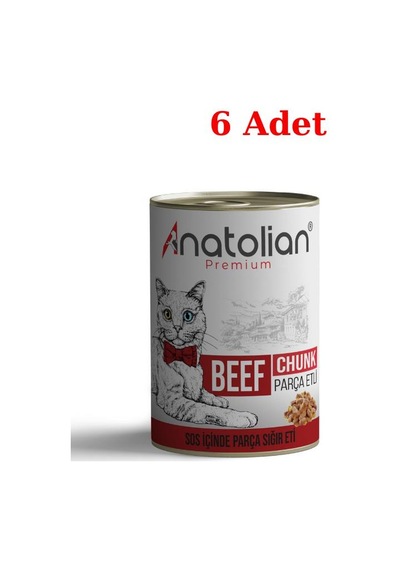 Anatolian Premium Beef Biftekli Parça Etli Yetişkin Kedi Konservesi 6 x 400 G