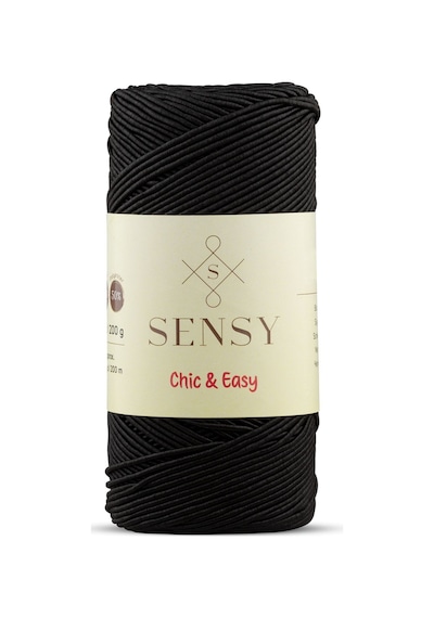 Sensy Premium Chic&easy 200 Gr Slim Supra İpi Mumlu İp Makrome İpi Çanta İpi Makrome İp Siyah