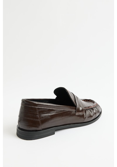 Lutvelizade Loafer 2517 Klasik Deri Görünümlü Oval Burun Acı Kahve Su Yolu Kadın Loafer