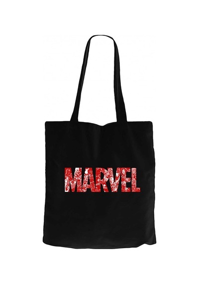 Marvel Heroes in Post 3 Siyah Kanvas Bez Çanta Siyah