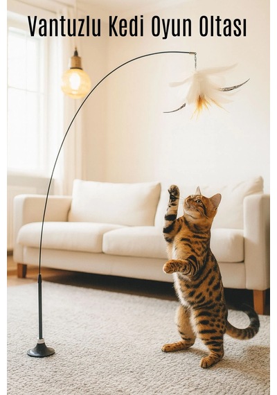 Tineke Yeni Vantuzlu Kedi Oyun Oltası Tüy Toplu Kedi Eğlence Oyuncağı