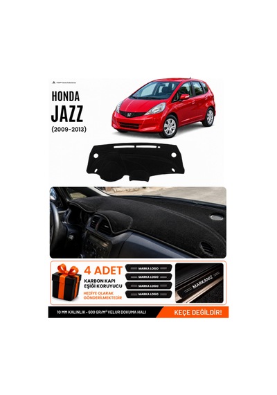 Honda Jazz 2009-2013 Uyumlu Torpido Koruma, Torpido Örtüsü, Torpido Kılıfı - Siyah-mavi - Ho017