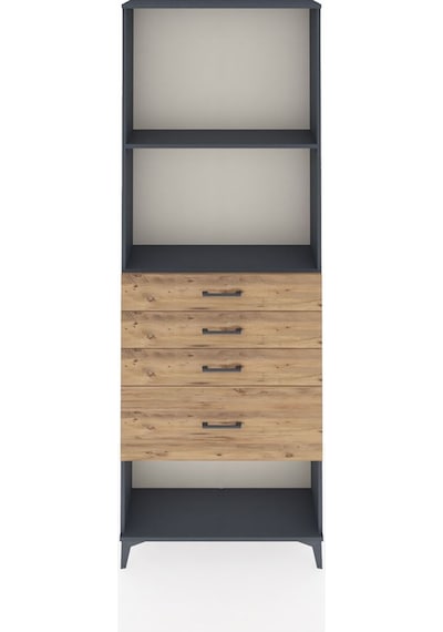Arges Dolap 2 Raflı 4 Çekmeceli 88x30x243 Antrasit-çam Antrasit