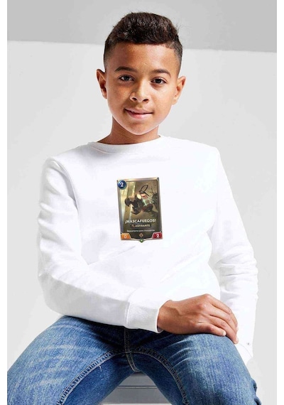 Tshirthane Mascafuegos Aspirante Baskılı Unisex Çocuk Beyaz Sweatshirt