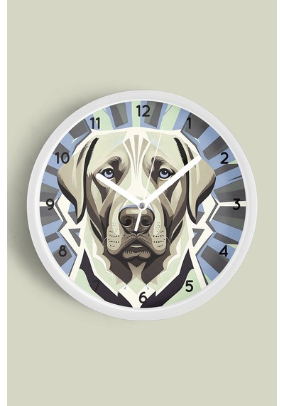 Köpek Tasarım Modern Duvar Saati - 35cm - Önü Camlı Beyaz Kasa - Sessiz Mekanizma-jh0773 Beyaz