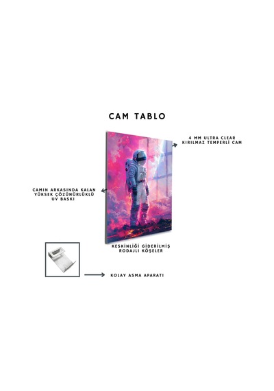 Space/uzay Yapay Zeka Özel Tasarım Cam Tablo Ofis, Mutfak Çocuk Odası, Salon 134