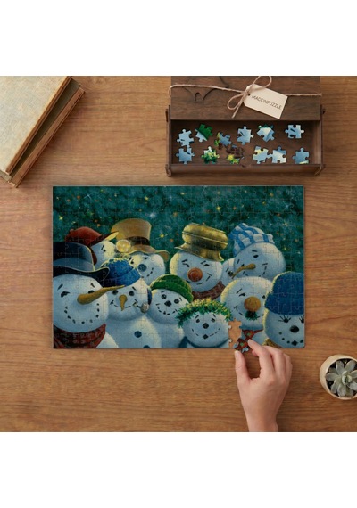Sevimli Kardan Adamlar Tasarımı 240 Parça Ahşap Puzzle Ahşap Kutuda Mpy10495