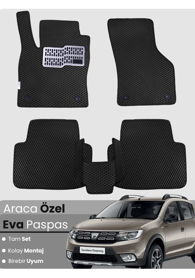 Dacia Sandero Stepway 2012-2020 Uyumlu Eva Paspas Tam Set Araca Özel,su Geçirmez,kolay Montaj 600