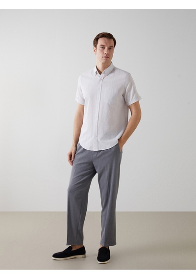 Lcwaıkıkı Classic Gri Regular Fit Keten Karışımlı Erkek Gömlek
