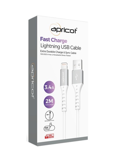 Apricot APC-A240L Lightning 2 M 3A Şarj ve Data Kablosu