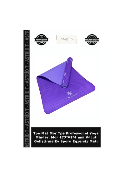 Tpe Mat Mor Tpe Profesyonel Yoga Minderi Mor 173 61 4 Mm Vücut Geliştirme Ev Sporu Egzersiz Matı
