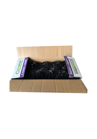Ecoplast  240 L Siyah Hantal Konteyner Çöp Torbası - 100 x 150 CM - 600 G - 10 Adetlik 10 Rulo