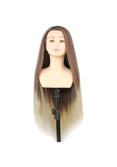 Omuzlu Kuaför Eğitim Mankeni / Yaki + Masa Aparatı / Kahverengi / Platin - Elm-01-739485 Çok Renkli