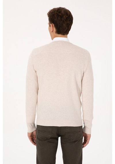 U.S. Polo Assn. Erkek Krem Melanj Basic Kazak 50307778-VR159