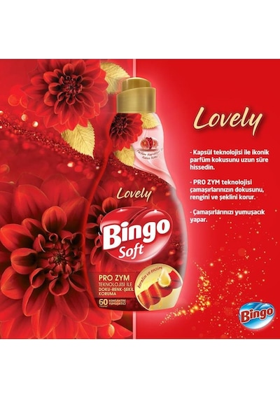 Bingo Soft Konsantre Çamaşır Yumuşatıcısı Lovely 1440 Ml X 6 Adet 6'lı Set
