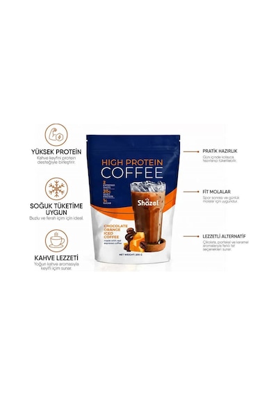 Shazel Yüksek Proteinli Soğuk Kahve Portakallı 200g X 3 Adet 200 G