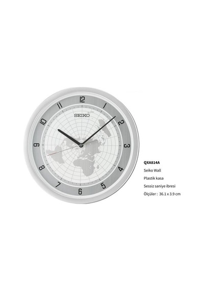 Seiko Qxa814a Metalik Renkli Plastik Kasa Dünya Haritası Sessiz Saniyeli Duvar Saati Çok Renkli