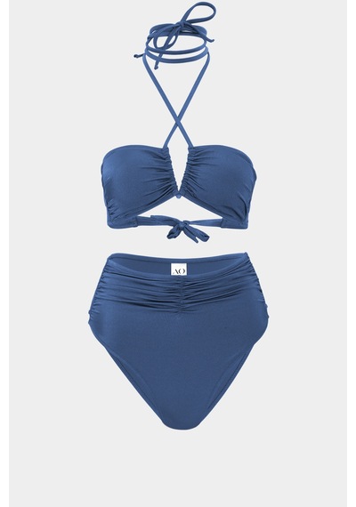Açelyaokcu Premium Yüksek Bel İsis Fit Kadın Bikini Altı İndigo