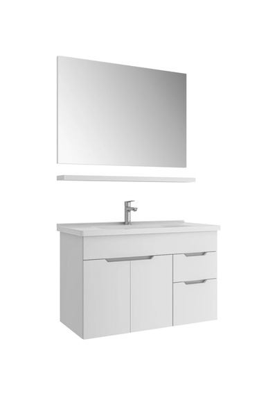 Kale Stora 100 Cm Parlak Beyaz Banyo Dolabı Takımı