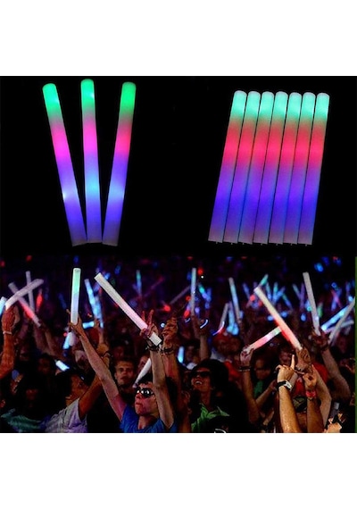 Led Işıklı Rengarenk Sünger Parti Çubuk Işıklı Kauçuk Sopa 46 Cm Açık Bej