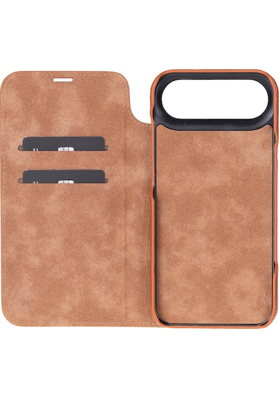 Bloomcase Sonat Urban Tan Hakiki Deri Apple Uyumlu iPhone 17 Air 6.5" Folio Kılıfı Taba