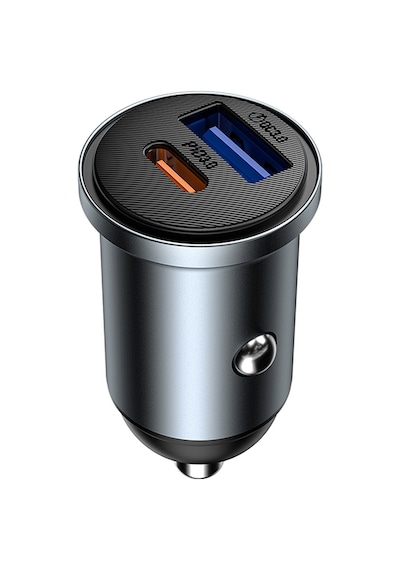 Wiwu Wi-cc030 Nano Lite Type-c + Usb-a Hızlı Şarj Akım Korumalı Araç Şarj Aleti Pd Ve Qc3.0 35w Gri
