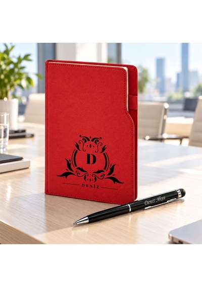 Bk Gift Kişiye Özel 374 Termo Deri Tarihli Ajanda & Siyah Touch Pen Tükenmez Kalem-8 Kırmızı Akdnz-bitmeyencom38544 32414 Bk Gift