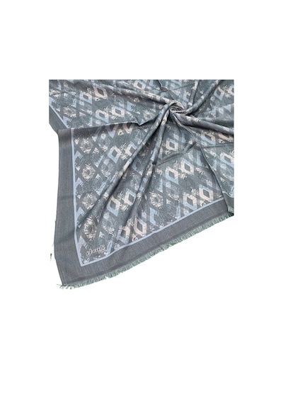Mim Eşarp Ebruli Kışlık Desenli Eşarp 95x95 Cm Füme - Gri