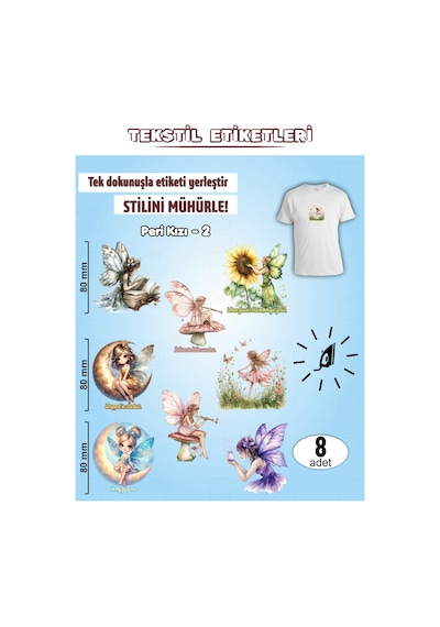 Ütü İle Yapışan Kıyafet Etiketi Peri Kızı-2 8li Set Karışık