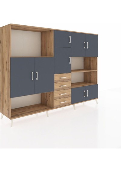 Hyperion Dolap 9 Raflı 4 Çekmeceli 8 Kapaklı 220x44x163 Çam-antra Çam-antrasit/çam Hyperion Dolap 9 Raflı 4 Çekmeceli 8 Kapaklı 220x44x163 Çam-antra Çam-antrasit/çam