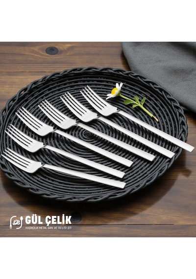 Yemek Çatalı 12 'li Düz Sade Model 18/0 Kalite Paslanmaz Çelik