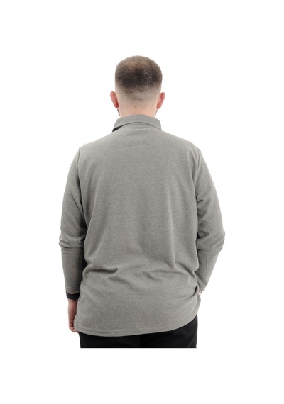 Mode Xl Büyük Beden Erkek Sweatshirt Polo Yaka Uzun Kol Waffle 23449 Haki Haki