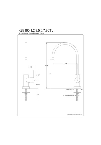 Ks8190ctl Kontinental Su Filtrasyon Bataryası, 13,7 Cm Ağız Erişiminde, Mat Siyah
