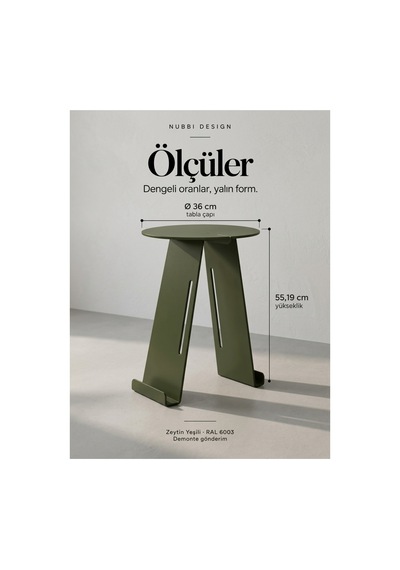 Folio Modern Metal Yan Sehpa Ve Dergilik, Yuvarlak Koltuk Kenarı Kitaplık Sehpa Yeşil - 945341616 Yeşil