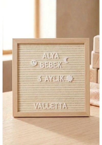 Palomita Ahşap Kahverengi Yazı Panosu Mesaj Tahtası Ve Beyaz Harf Seti 230 Karakter Kahverengi Beyaz