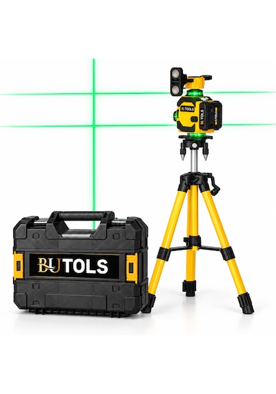 Butools Yeşil Lazer Terazi 360 Derece Çizgi Lazer Hizalama Cihazı, Tripodlu Ve Çantalı Set